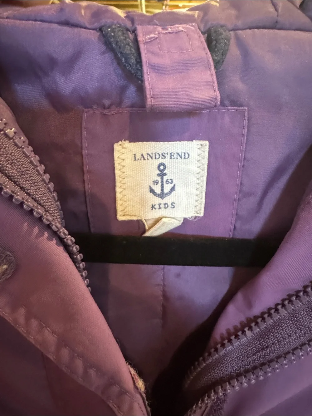 Lands' End Purple Hooded Puffer Jacket for Kids